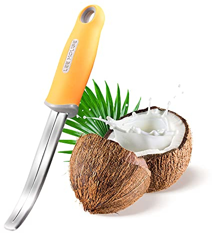BAMI-LEE House Coconut Meat Remover Knife,Coconut Tool,Coconut Meat Removal Tool Durable Silicone Handle Stainless Steel Coconut Opener Scraper for Kitchen Home