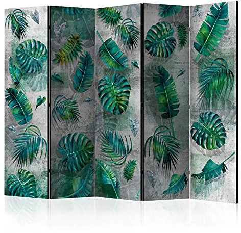 murando - Paravent Raumteiler Innen Tropische Blätter 225x172 cm einseitig auf Vlies-Leinwand Bedruckt Trennwand Spanische Wand Sichtschutz Raumtrenner Dschungel Natur Monstera Palmblätter