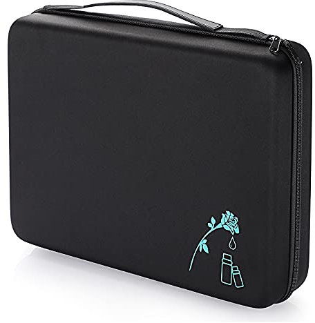 Hipiwe Tragetasche für 108 Flaschen, für ätherische Öle, für 5 ml, 10 ml, 15 ml Flaschen, Aufbewahrungstasche für ätherische Öle, mit Schaumstoffeinsatz und Tragegriff (schwarzer 108 Schlitz)