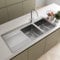 SÄUBER® 1160 x 520mm Stainless Steel Kitchen Sink Double Bowl Sinks for Kitchens 2.0 Bowls, Left Hand Drainer, Inset Drop in Installation, Free Basket Strainer Waste