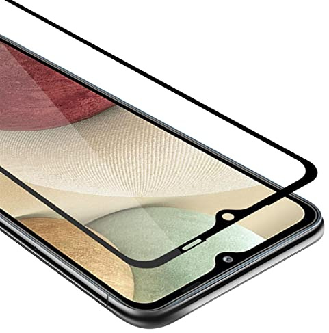 Cadorabo Vollbild Panzer Folie kompatibel mit Samsung Galaxy A12 / M12 - Schutzfolie in TRANSPARENT mit SCHWARZ - Gehärtetes (Tempered) Display-Schutzglas in 9H Härte mit 3D Touch