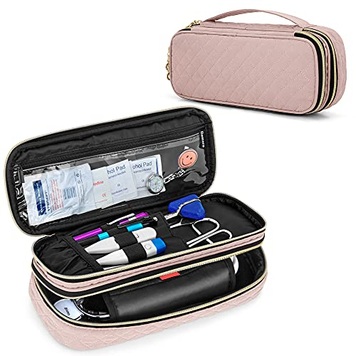 Damero Doppellagige Stethoskoptasche Kompatibel mit 3M Littmann/ADC/Omron Stethoskop, Stethoskop-Tragetasche Reisetasche für Schwesternzubehör, Dunkelpink