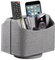 RHCSZ Leder-Fernbedienungshalter, um 360 Grad drehbar, Schreibtisch-Organizer für TV-Fernbedienungen, Caddy, Stift, Taschenrechner, Media-Player, Aufbewahrungsbox (grau)