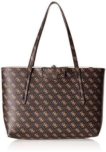 GUESS Damen Eco Brenton Tragetasche, Braunes Logo
