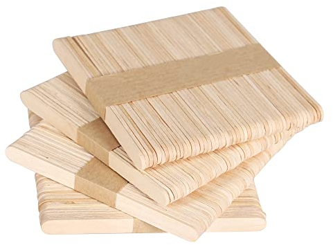 AUERVO 200 Stück Holzstäbchen zum Basteln, Eiscremestäbchen, Naturholz-EIS am Stiel, Bastelstäbchen, 11,4 cm lang, Eisstäbchen zum Basteln, DIY Handwerk Bastelarbeiten