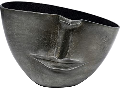 Kare Design Vase Half Face, Antrhazit, Deko Vase, Blumenvase, Aluminium, 31x22x11 cm (H/B/T)