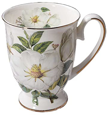 FIYSON Mug Tasse Tee/Kaffee Becher Floral Ambiente Porzellan Becher Bone China, Mug, Tasse, Fuer Tee Oder Kaffee, 300ml einfache Keramik Porzellan Kaffeetasse Becher mit Griff (Baumwolle)