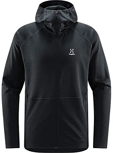 Haglöfs M Skuta Hood Schwarz - Atmungsaktiver Warmer Herren Midlayer, Größe L - Farbe True Black