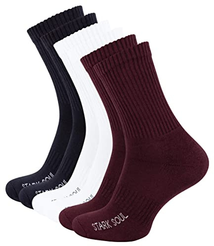 STARK SOUL 6 Paar Crew - Sportsocken mit FROTTEESOHLE (Gr. 35-38 - Mix (burgund/weiss/marineblau))