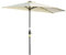 Outsunny Sonnenschirm, 270 x 240 cm Halbshirm, Balkonschirm mit LED, Halbrunder Terrassenschirm mit Handkurbe, Solarpaneel, für Garten, Metall, Beige