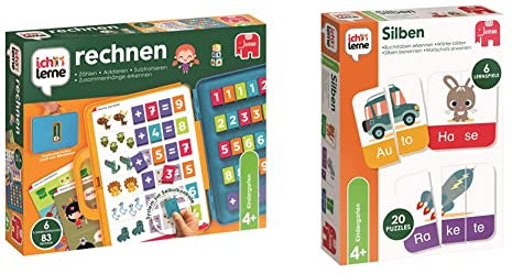 Jumbo Lernspiel für Kinder ab 4 Jahren - Ich lerne rechnen & Silben - Lernspiel für 2 bis 4 Spieler - Art. Nr. 19551
