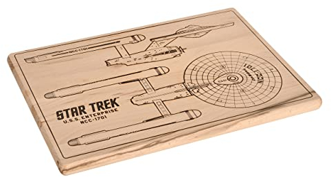 Elbenwald Schneidebrett Star Trek Brett mit U.S.S. Enterprise Motiv aus Buche Echtholz 42 x 30 x 2 cm