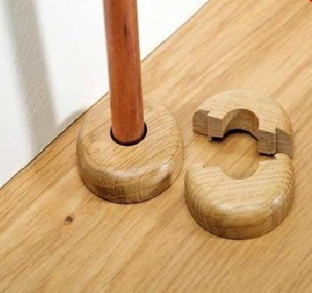 Be-Creative Oak Colour Wooden Radiator Pipe Collars 15mm Easy Split - Real Wood Radiator Pipe Covers (6)