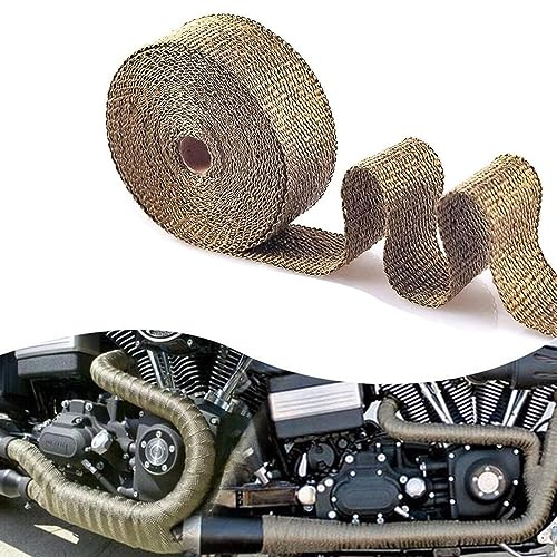 SSyang 1 Stück Auspuffband Motorrad Hitzeschutzband 1,5 мм * 25 мм * 5 м Hitzeschutzband Basaltfaser, Motorrad Fiberglas Hitzeschutzband, Wärmedämmung, Rostschutz, Schallschutz, Titan