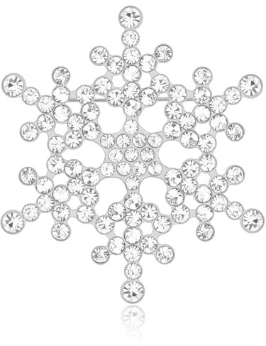 Kiiwah Broche de Neige Tendance en Strass, Broche de Noël Flocon de Neige pour mariage, pour Robe, Manteaux, Fêtes, Cadeaux(Argent)