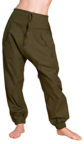 PANASIAM Yogi Pants 3 Haremshose Damen & Herren - Freizeithose Baggy Style | Bequeme Pumphose aus fester Baumwolle, perfekter Sitz dank Tunnelzug & Gummibund, 2 Taschen & Knöpfe, in 3 Größen L-XXL