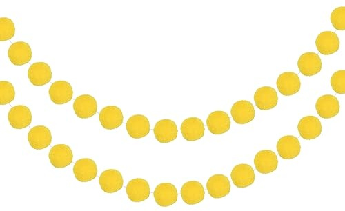 QUARKZMAN 2Stk Filz Kugel Girlande Gelb Pom Pom Girlanden Handkugeln 7.55Ft Lang 20 Kugeln Party Banner Dekor für Weihnachten Geburtstag Party Dekoration