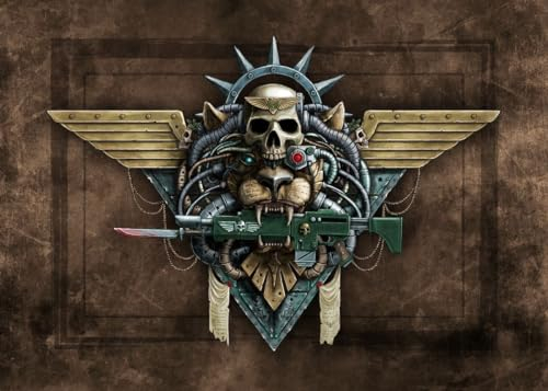 Displate Offiziell Warhammer MetallPoster Magnetische Befestigung Inklusive Lizenziert Bilder Hochwertiges Poster Warhammer 40,000 Emblems - Imperial Guard 45 cm x 32 cm