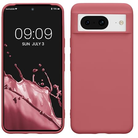 kwmobile Hülle kompatibel mit Google Pixel 8 Hülle - weiches TPU Silikon Case - Cover geeignet für kabelloses Laden - Dark Rose