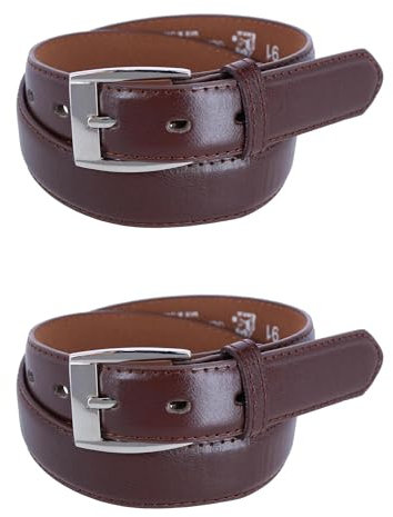 CTM Kindergürtel aus glattem Leder, 2 Stück, braun, 95