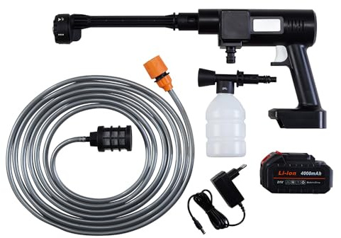 Profi-Partner Akku-Hochdruckreiniger Jet, 40 Bar, 9-TLG. Zubehör | 6 Wasserstrahl-Modi, kein Wasseranschluss nötig, 5 m Schlauch, für Auto, Fahrrad und Gartenmöbel, 300 l/h