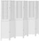 vidaXL 6-Panel White Room Divider Screen - Solid Paulownia Wood & Bamboo Woven Privacy Partition - 210x180 cm | Living Room, Office, Bedroom Indoor Use