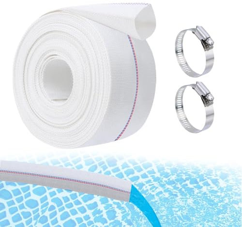 Tuyau de décharge de piscine, tuyau de vidange de piscine | Tuyau de décharge flexible de 65,6 pieds,Tuyau de vidange de lavage à contre-courant en PVC robuste avec 2 pinces pour outils de nettoyage d