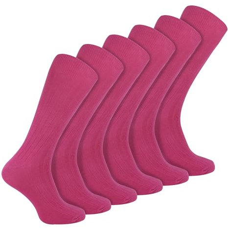Sock Snob 6 Paires Homme Chaussettes Confortables Coton Respirantes | Côtelées (39-45, Fuschia)