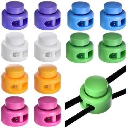 GGXZHT 12 Stück Kordelstopper, 2-Loch Schlösser für Kordel, Kunststoff-Kordel Verschlüsse, Kordelklemme für Kordelzug-Taschen, Kleidung, Rucksäcke