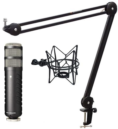 Rode Procaster XLR-Mikrofon mit keepdrum MS138 Gelenkarm und MS090B Mikrofonspinne
