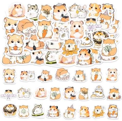 46 Stücke Hamster Aufkleber,Nette Tier Aufkleber, Cartoon Hamster Scrapbook Dekoration Aufkleber für Journaling Wasserflasche Album, Telefon Fall, Laptop Colorful