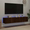 Canditree Floating TV Cabinet with LED Lights, Floating TV Stand with Storage, Floating TV Shelf Wall Mounted Entertainment Center, 160 cm (Brown Oak)
