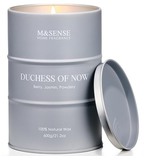 M&SENSE Bergamotte Jasmin Duftkerzen im Glas Sojakerzen für Zuhause 600g 130 Stunden Brenndauer Einzigartige Kerzengeschenke Gemütliche Raumdekoration für Weihnachtenkerze