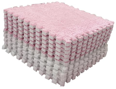 Ineinandergreifende Bodenmatte aus Farbblockierendem Plüschschaum, Weicher und Sicherer Korallenvlies-Teppich für Schlafzimmer, 10-teilige Zuschneidbare Plüsch-Puzzlematte für