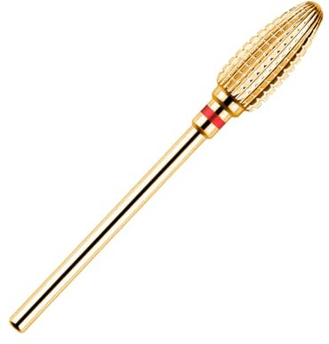 BNG 5 in 1 Carbide Nail Drill Bit Cuticle Remove Acrylic Nails Professional 3/32 Electric Nail Drill Tungsten Steel Bits Manicure Pedicure Professional Salon Tool, Fine, Gold