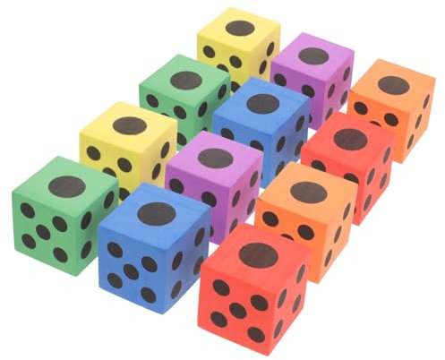 TOYANDONA Eva Schaumstoffwürfel Kinder Spielwürfel 12 Große Würfel 3,7cm Bunt Für Spiel Schule Und Reise