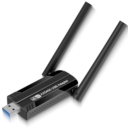 CINAMON Clé USB WiFi 6E, AX5400 Adaptateur WiFi PC pour Windows 10/11, Clé WiFi 3.0 Tri-Bande 6GHz/5GHz/2,4GHz, Clé WiFi Puissante pour Laptop/Desktop/Tablet, Compatible avec Windows, WPA3, MU-MIMO