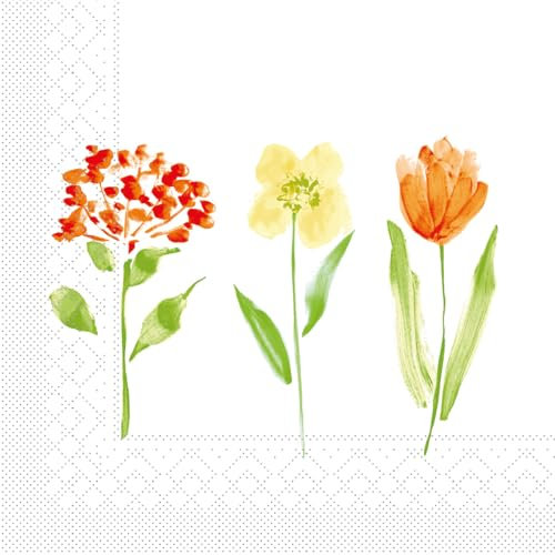 Mank Tissue Serviette Selma Frühling, 100 Stück – Tischdeko in Gelb, Orange, Lime & Kiwi, Perfekte Servietten für Sommer & Frühling, Hochzeiten, Papierservietten (33 x 33 cm, 1/4-Falz)