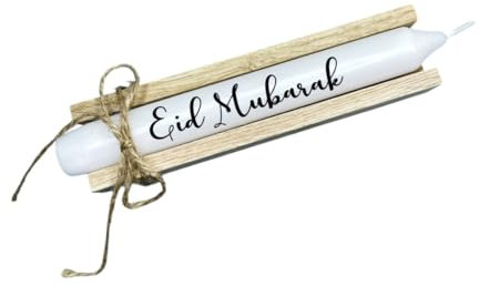 AWASG Kerze mit Spruch Eid Mubarak - Stabkerze als Geschenk Zuckerfest