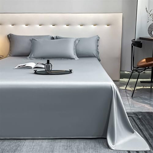 Homxi Drap Queen Size,200 x 230 CM,Cache Sommier Fibre de Lyocell Couleur Unie Housse Drap Gris Bleu