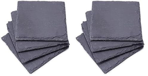 4er Schiefer Untersetzer Set Tischdeko Raclette Pfännchen Schick (Packung mit 2)