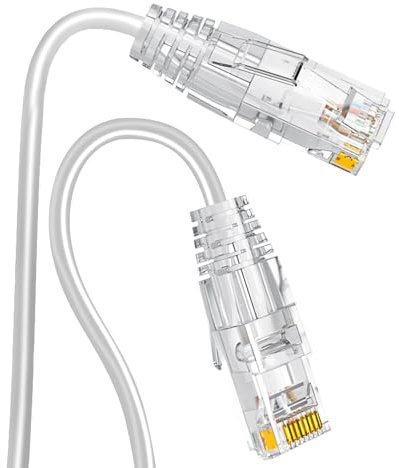 Ercielook Cable de red Cat6a de 0,3 m (5 unidades), color blanco Cat6a, 10 Gbps 550 Mhz, cable de red de alta velocidad, cobre puro de 28 AWG, cable Ethernet corto para panel de conexión/armario de