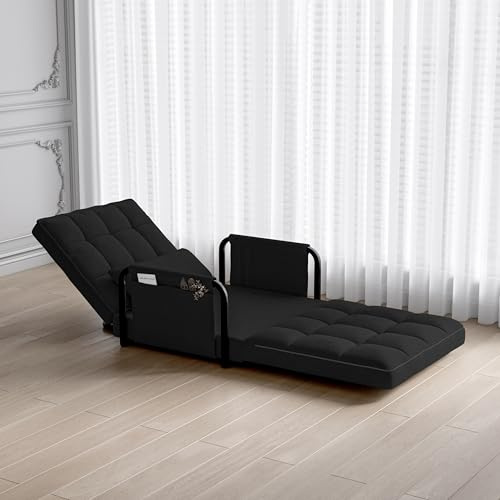 Schlafsofa für 1 Sitzer, klappbar, Einzelbett, zusammenklappbar, mit verstellbarer Rückenlehne, 5 Stufen, Möbel, Klappbett, Tagesbett, ausziehbar, Lammstoff, hautfreundlich, für Büro, Wohnzimmer