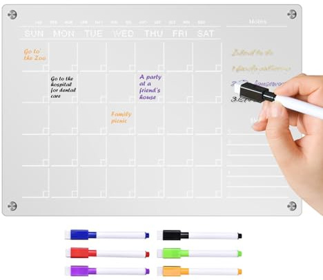 Acryl-Magnettafel – A4 A3 löschbares Whiteboard, Kühlschrankhalterung, Wochenkalender, Planer, platzsparende Lösung, trocken abwischbare Planung, Organisation, Küche, Zuhause, Büro