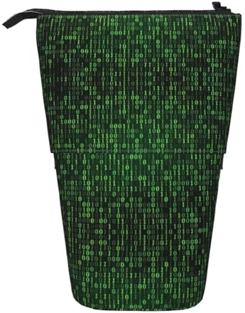 ASFgda Niedliches stehendes Federmäppchen mit Hacker-Era-Druck, Stifthalter, Teleskop-Federmäppchen für Schule, Bürobedarf