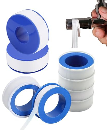chanyi9588 8 Pcs Plumbers Tape,White PTFE Tape, Teflon Plumbing Tape for Repair Leaking of Pipe,Thread Seal Tape 12mm x 10m Per Roll, Tape to Prevent Leakage of Pipes, Shower Head and Sewers