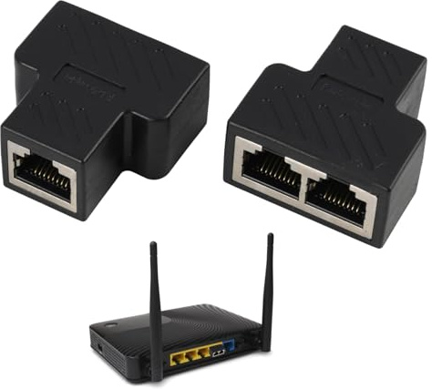 2 Piezas Conectores Divisores RJ45 1 a 2 Adaptador Compatible, Divisor Ethernet, Conectores Divisores RJ45, Splitter Pasivo LAN con Conectores Dorados Acoplador, Compatible con Cable Cat5 Cat5e Cat6