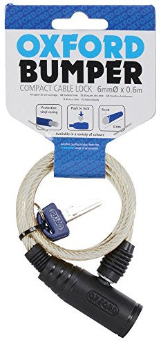 Oxford: Bumper cable lock Clear 6mm x 600mm - Clear - 6mm x 0.6m