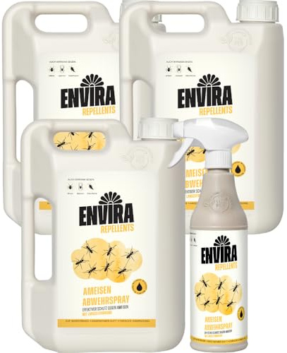Envira Ameisenspray 500 ml + 3x 2L - Abwehrspray mit Langzeitwirkung gegen Wegameisen, Pharaoameisen - Mittel für Wohnung, Balkon, Terrasse, Garten - Ameisen loswerden