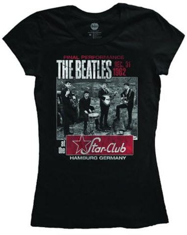 The Beatles Women's Star Club Short Sleeve T-Shirt, Black, Size 14 (Manufacturer Size:X-Large)